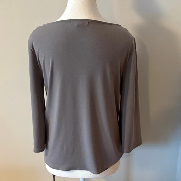 Y2K Banana Republic Taupe Font Tie 3/4 Sleeve Women's Blouse. Size Small - Picture 2 of 6